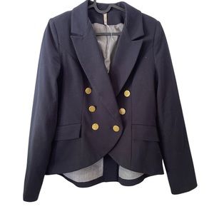 Double Breasted Fishtail Blazer by Willow & Clay Navy Blue
